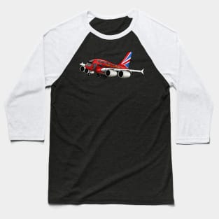 Airbus A380 With UK Flag Baseball T-Shirt